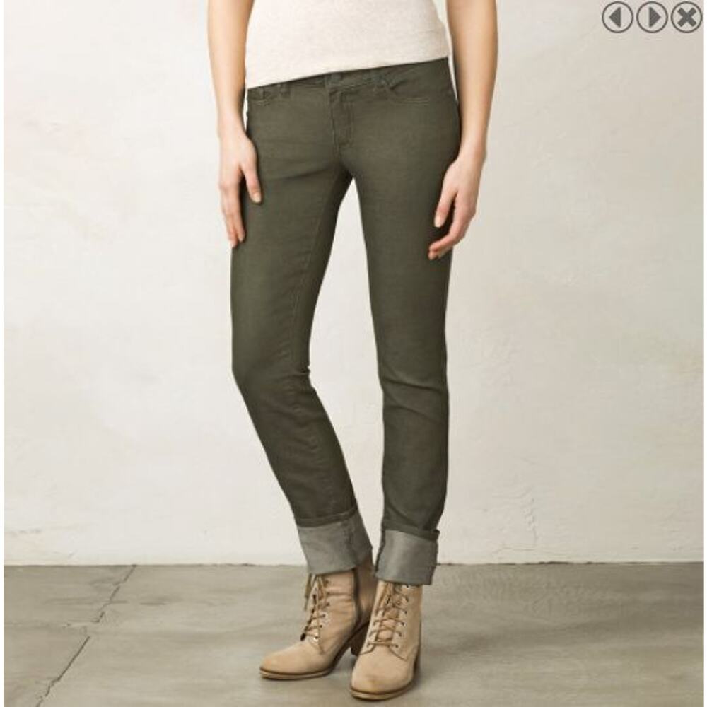 Prana Womens Olive Green Skinny Jeans Size 8/29 Gorpcore Low Rise Granola Girl